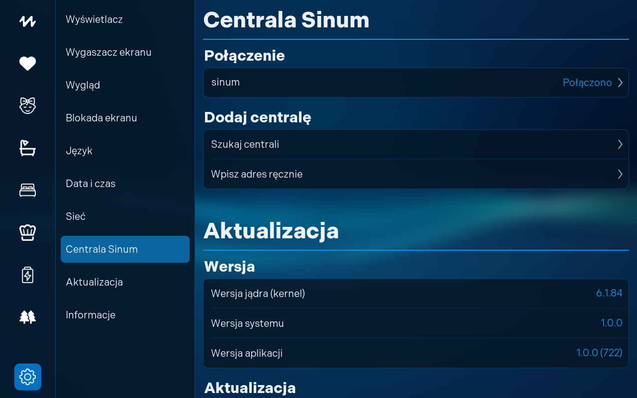 Ustawienia, Centrala Sinum