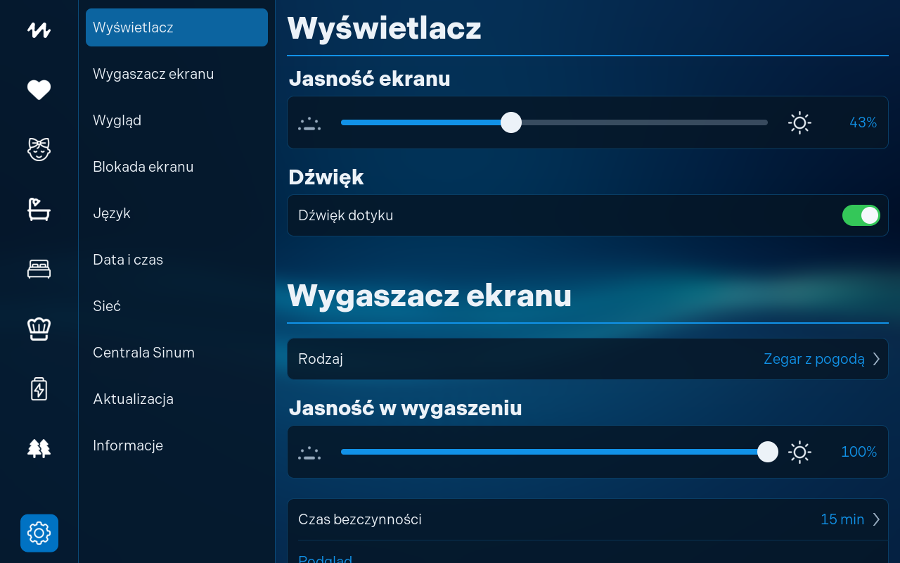 Ustawienia, Wyświetlacz